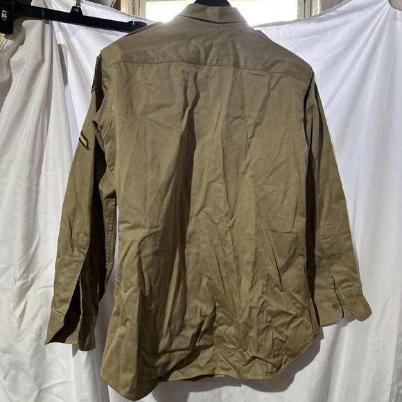VTG 50s US Army Khaki Cotton Twill Uniform Shirt Size 16x32 1957 21st Army Corps - Picture 6 of 6